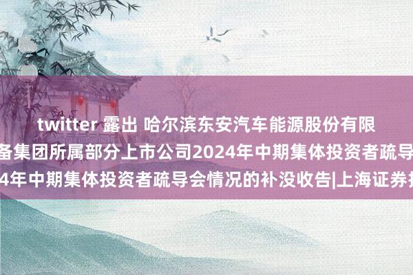 twitter 露出 哈尔滨东安汽车能源股份有限公司对于投入中国武器装备集团所属部分上市公司2024年中期集体投资者疏导会情况的补没收告|上海证券报